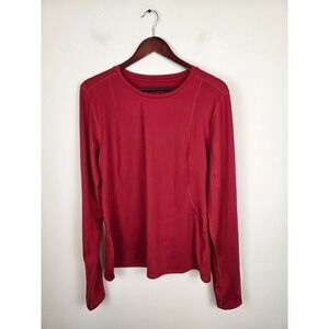 Stoic Mens XL Red Long Sleeve Performance Athletic Base Layer Shirt Thumbholes